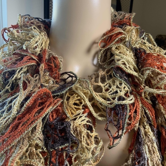 Ruffled‎ Multicolor Open-Knit Long Scarf 100 Inch Fairycore Academia Ballet-core - Picture 2 of 5